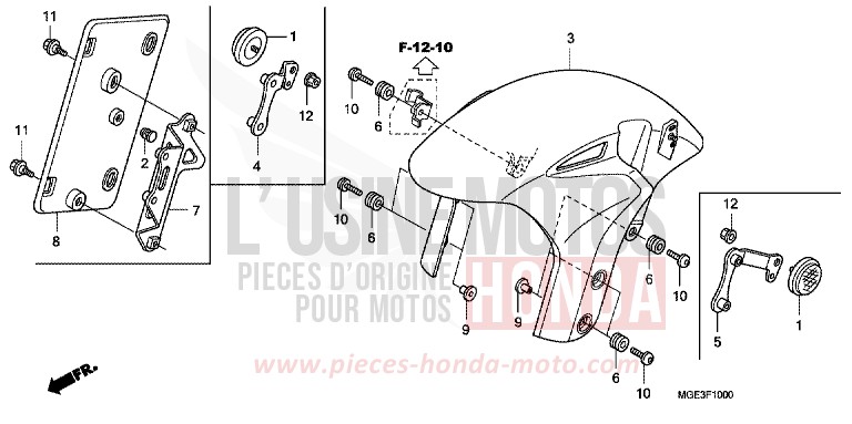 KOTFLUEGEL, VORNE von VFR1200F DCT DARKNESS BLACK METALLIC (NH463) von 2013